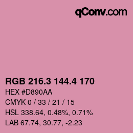 カラーコード: RGB 216.3 144.4 170 | qconv.com
