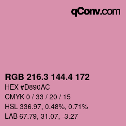 カラーコード: RGB 216.3 144.4 172 | qconv.com