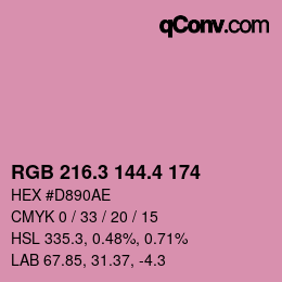 カラーコード: RGB 216.3 144.4 174 | qconv.com