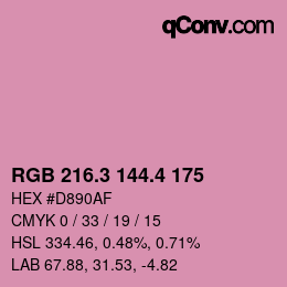 カラーコード: RGB 216.3 144.4 175 | qconv.com