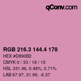 カラーコード: RGB 216.3 144.4 178 | qconv.com