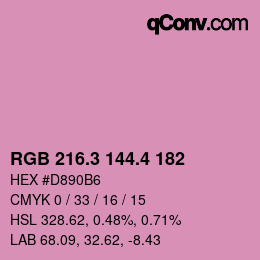 カラーコード: RGB 216.3 144.4 182 | qconv.com