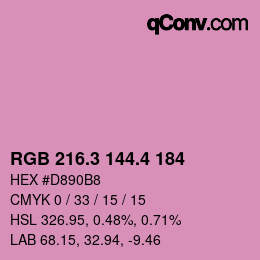 カラーコード: RGB 216.3 144.4 184 | qconv.com