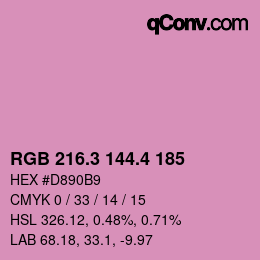 カラーコード: RGB 216.3 144.4 185 | qconv.com