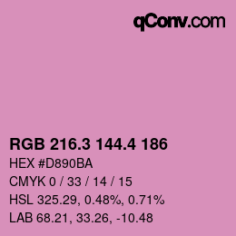 カラーコード: RGB 216.3 144.4 186 | qconv.com