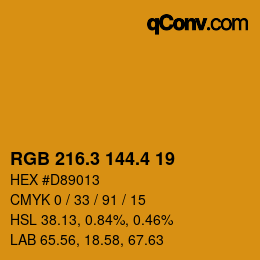 カラーコード: RGB 216.3 144.4 19 | qconv.com