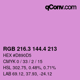 カラーコード: RGB 216.3 144.4 213 | qconv.com