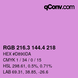 カラーコード: RGB 216.3 144.4 218 | qconv.com