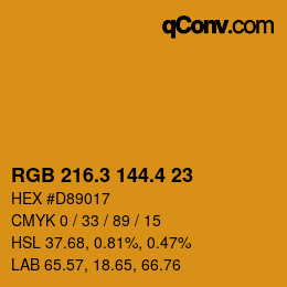 カラーコード: RGB 216.3 144.4 23 | qconv.com