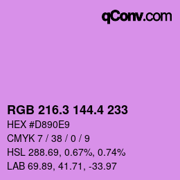 カラーコード: RGB 216.3 144.4 233 | qconv.com
