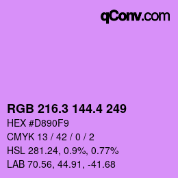 カラーコード: RGB 216.3 144.4 249 | qconv.com