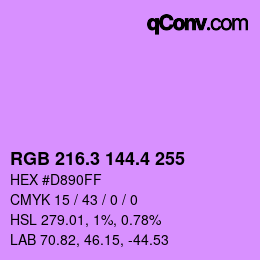 カラーコード: RGB 216.3 144.4 255 | qconv.com