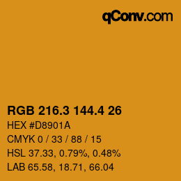 カラーコード: RGB 216.3 144.4 26 | qconv.com