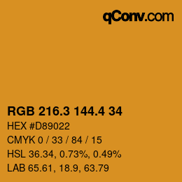 カラーコード: RGB 216.3 144.4 34 | qconv.com