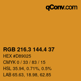 カラーコード: RGB 216.3 144.4 37 | qconv.com