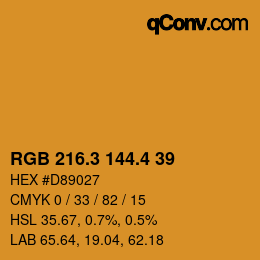カラーコード: RGB 216.3 144.4 39 | qconv.com