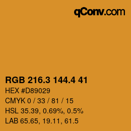 カラーコード: RGB 216.3 144.4 41 | qconv.com