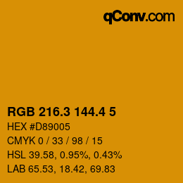 カラーコード: RGB 216.3 144.4 5 | qconv.com