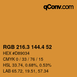 カラーコード: RGB 216.3 144.4 52 | qconv.com