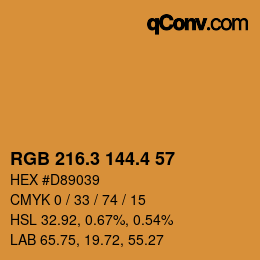 カラーコード: RGB 216.3 144.4 57 | qconv.com