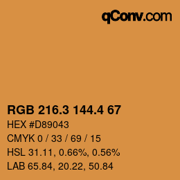 カラーコード: RGB 216.3 144.4 67 | qconv.com