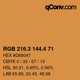 カラーコード: RGB 216.3 144.4 71 | qconv.com