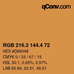 カラーコード: RGB 216.3 144.4 72 | qconv.com