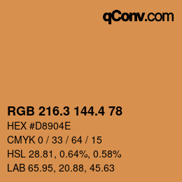 カラーコード: RGB 216.3 144.4 78 | qconv.com