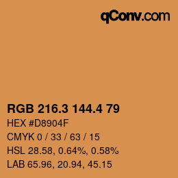 カラーコード: RGB 216.3 144.4 79 | qconv.com