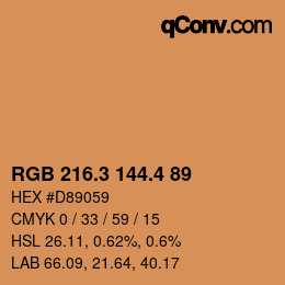 カラーコード: RGB 216.3 144.4 89 | qconv.com