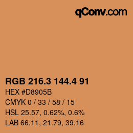 カラーコード: RGB 216.3 144.4 91 | qconv.com