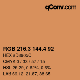カラーコード: RGB 216.3 144.4 92 | qconv.com