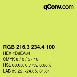 カラーコード: RGB 216.3 234.4 100 | qconv.com