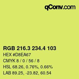 カラーコード: RGB 216.3 234.4 103 | qconv.com