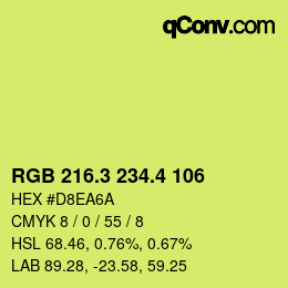 カラーコード: RGB 216.3 234.4 106 | qconv.com