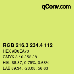カラーコード: RGB 216.3 234.4 112 | qconv.com