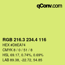 カラーコード: RGB 216.3 234.4 116 | qconv.com