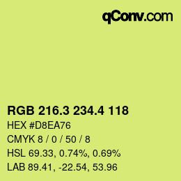 カラーコード: RGB 216.3 234.4 118 | qconv.com