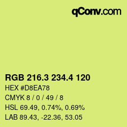カラーコード: RGB 216.3 234.4 120 | qconv.com