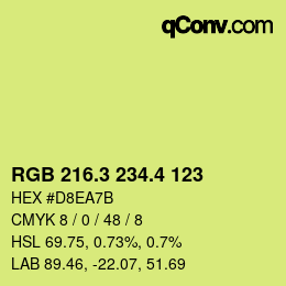 カラーコード: RGB 216.3 234.4 123 | qconv.com