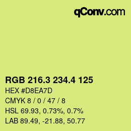 カラーコード: RGB 216.3 234.4 125 | qconv.com