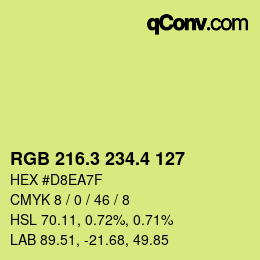 カラーコード: RGB 216.3 234.4 127 | qconv.com