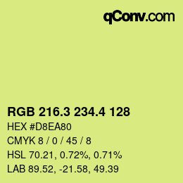 カラーコード: RGB 216.3 234.4 128 | qconv.com
