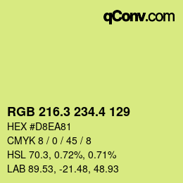 カラーコード: RGB 216.3 234.4 129 | qconv.com