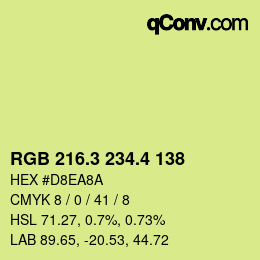 カラーコード: RGB 216.3 234.4 138 | qconv.com