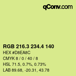 カラーコード: RGB 216.3 234.4 140 | qconv.com