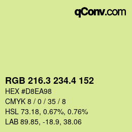 カラーコード: RGB 216.3 234.4 152 | qconv.com