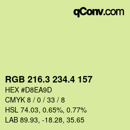 カラーコード: RGB 216.3 234.4 157 | qconv.com
