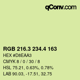 カラーコード: RGB 216.3 234.4 163 | qconv.com