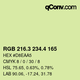 カラーコード: RGB 216.3 234.4 165 | qconv.com